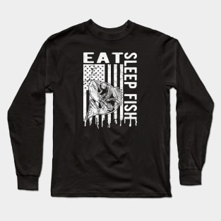 Eat, Sleep, Fish, Funny Vintage Style Fishing Gift For Men Long Sleeve T-Shirt